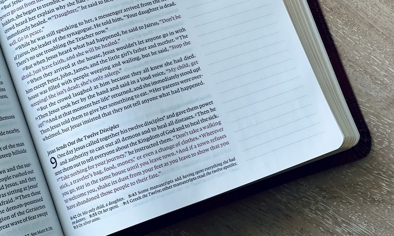 image shows open Bible