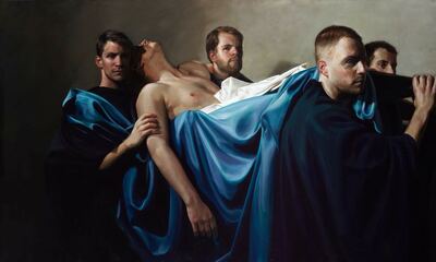 Caring for the Sick - oil on canvas