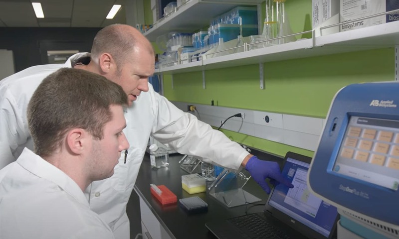 Image shows SSTH student and professor working together