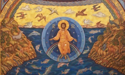 Painted mural of creation