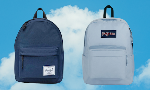 Two backpacks on a blue background