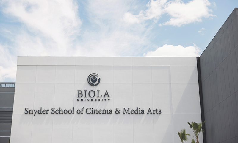 new building front for Biola's film school