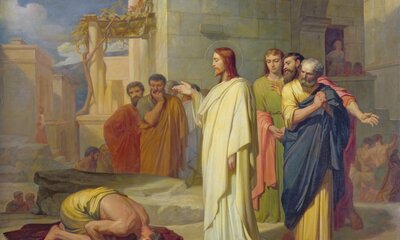 Jesus Heals the Leper - oil on canvas