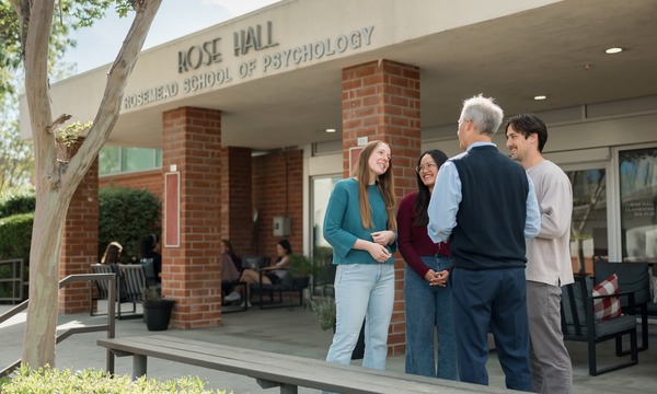 image shows students outside of Rose Hall 