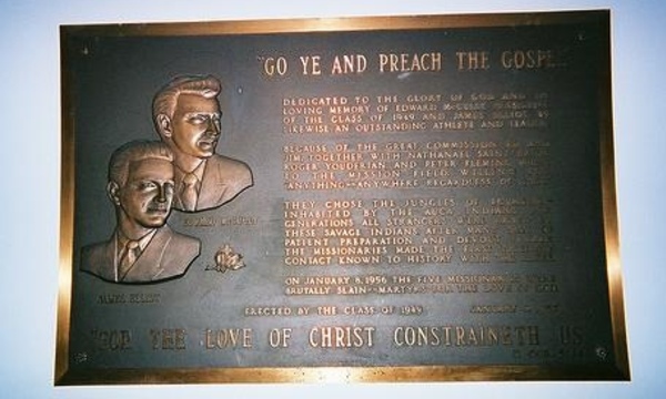 image shows Jim Elliot plaque 
