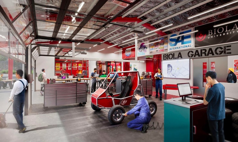 image shows a rendering of the new engineering garage