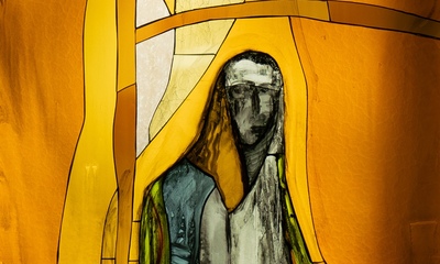 "Elijah Raises the Widow's Son" - stained glass