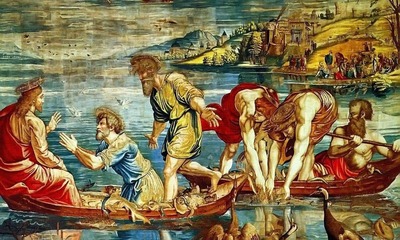 Painting of Jesus and the drought of fishes