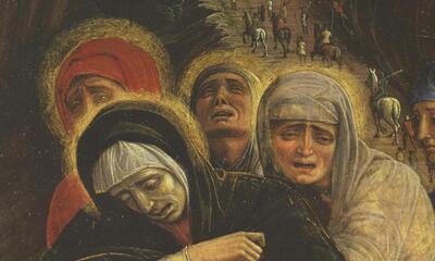 Painting of the women disciples crying at Calvary