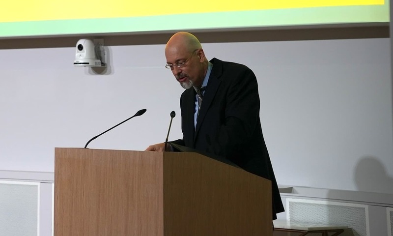 Image shows Aaron Kleist speaking at the award ceremony 