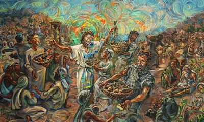 Painting of Christ feeding the 5000