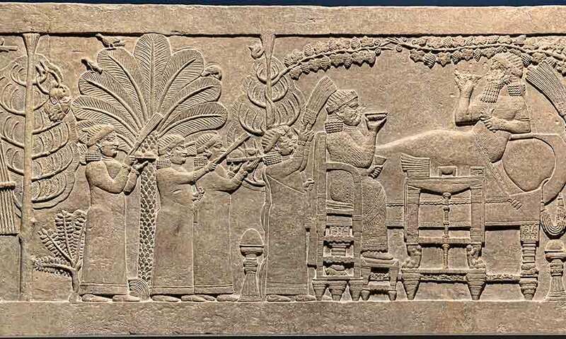 Wikimedia Commons—Assyrian Relief of the Banquet of Ashurbanipal from Nineveh, British Museum