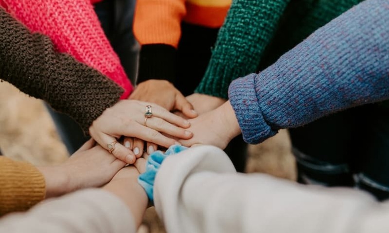 hands together in a circle