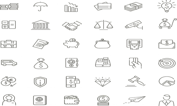 Financial and work related icons