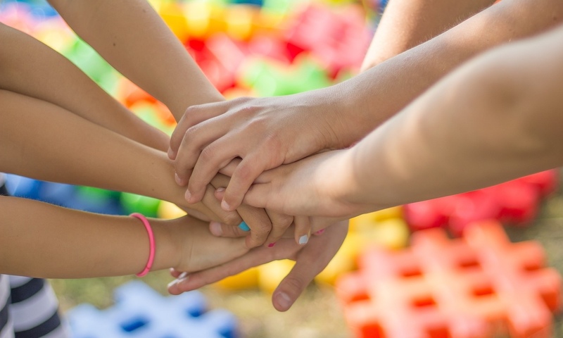 image shows hands holding in teamwork 