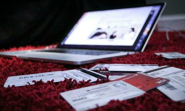 Laptop and financial documents