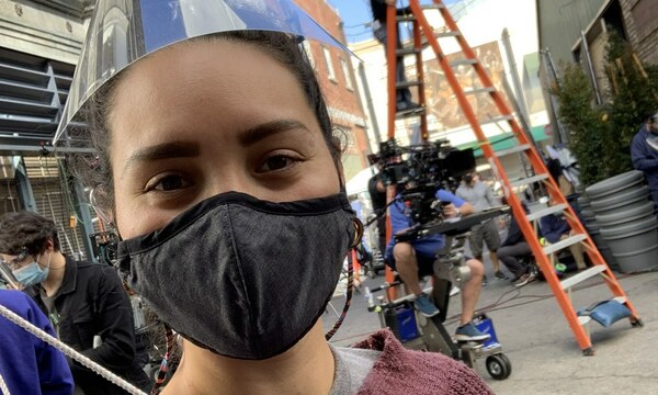 Olivia Hernandez on a film set