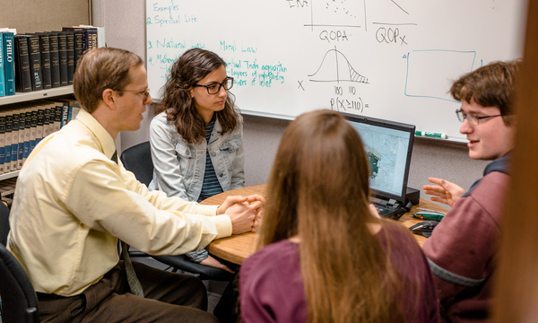professor with students