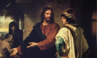 Painting of Christ and the Rich Young Ruler