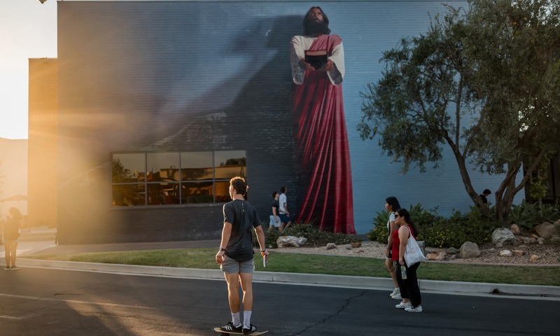 image shows students on campus 