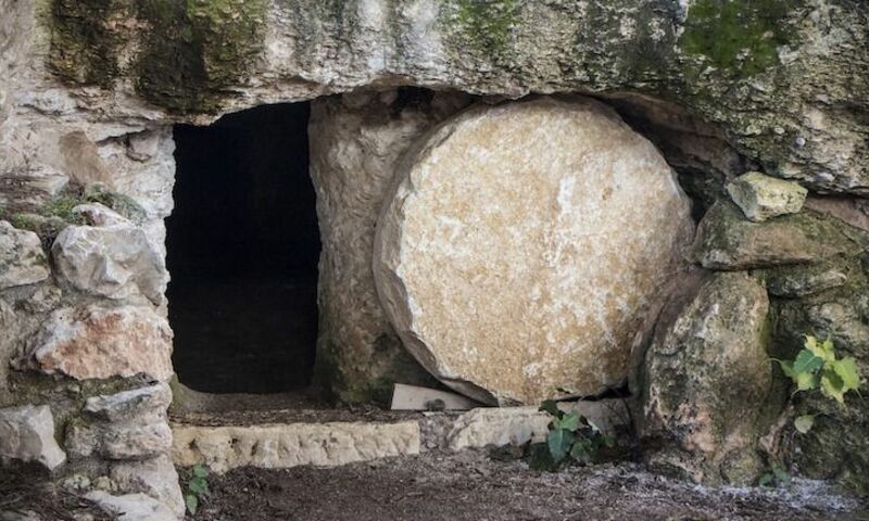 Empty and open tomb