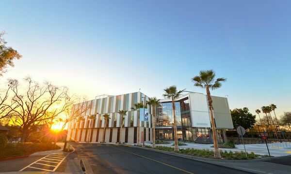 Image shows the Lim Center at sunset
