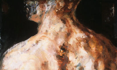 stylized painting of a man's back