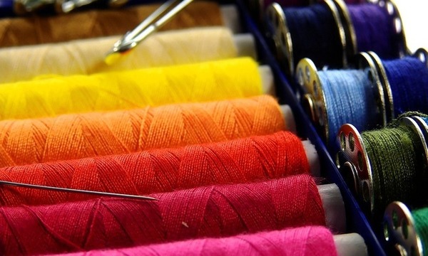 image shows colored yarn