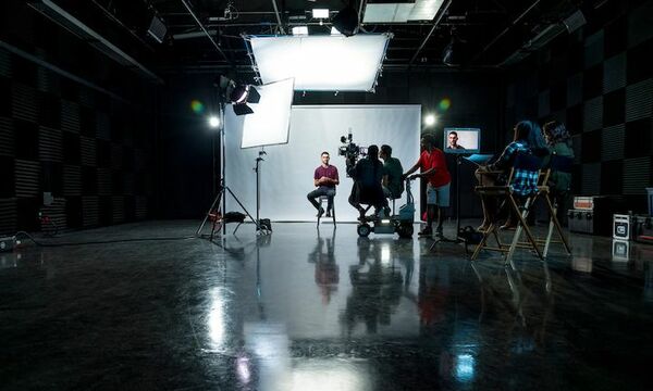 Image shows a film shoot happening in Studio A