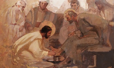 Painting of Jesus washing his disciples' feet