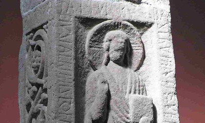 carved red sandstone sculpture
