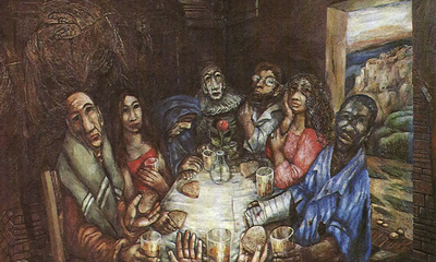All Are Welcome (Christ Eats with Sinners) Father Sieger Köder - oil on canvas