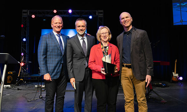 Image shows Dr. Clark Campbell (left), Dr. Barry Corey (left middle), Patricia Palau (right middle) and Kevin Palau (right)