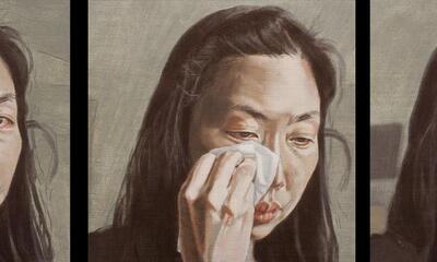 Painting of a woman crying