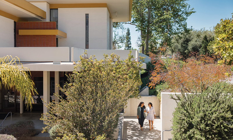 two students walking