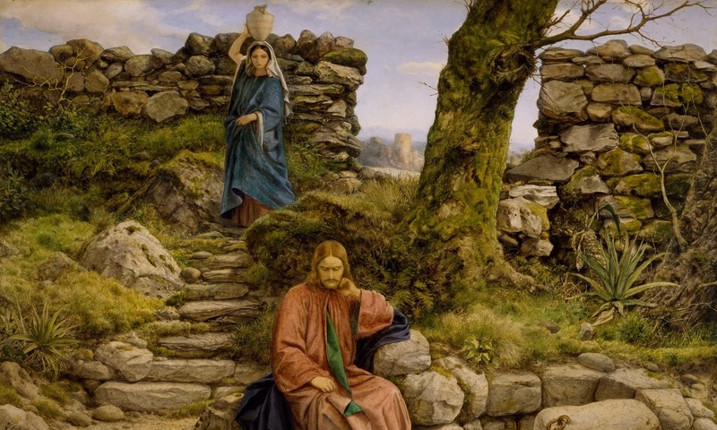 image shows the woman at the well with Jesus