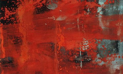 Painting with red brush strokes