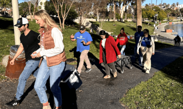 The Serve Day Team walking through the park