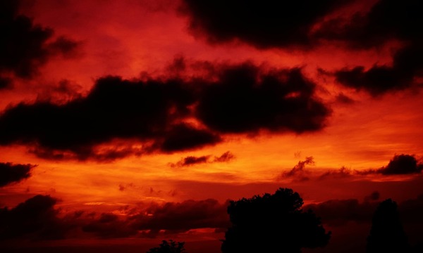 image shows a red sky