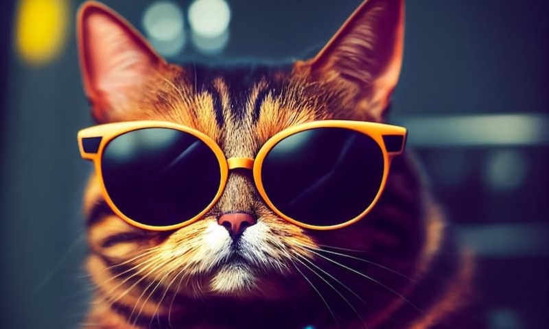 orange cat wearing sunglasses