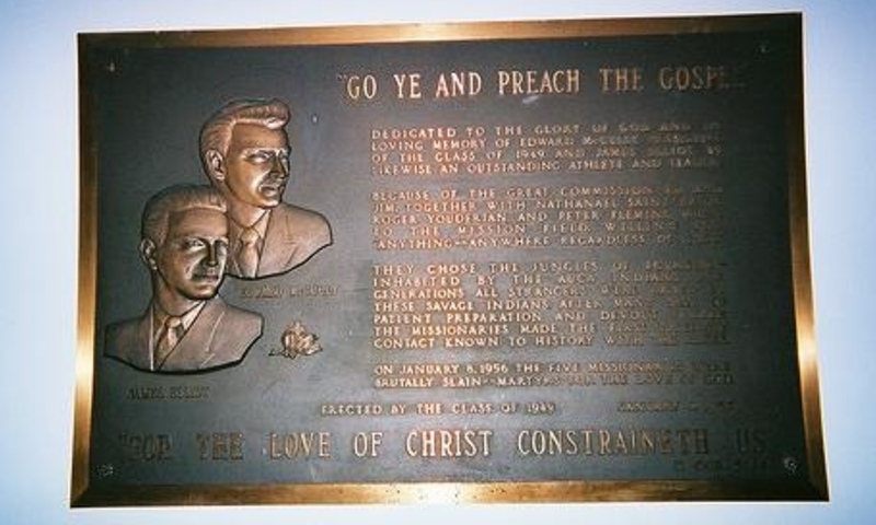 image shows Jim Elliot plaque 