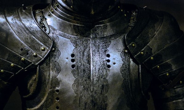 Image shows metal armor for soldier