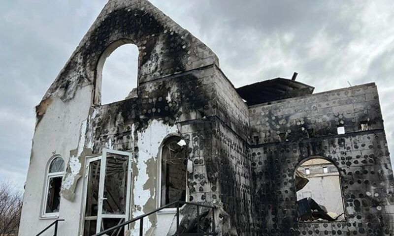 A church building that was destroyed by the Russian military, photographed by one of our Talbot graduates.