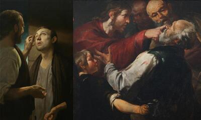 Paintings of Christ and the Pauper and Christ healing the blind man