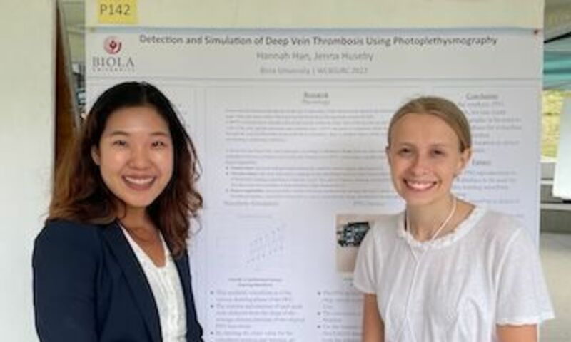 Image shows the two students who presented at the 45th West Coast Biological Sciences Undergraduate Research Conference
