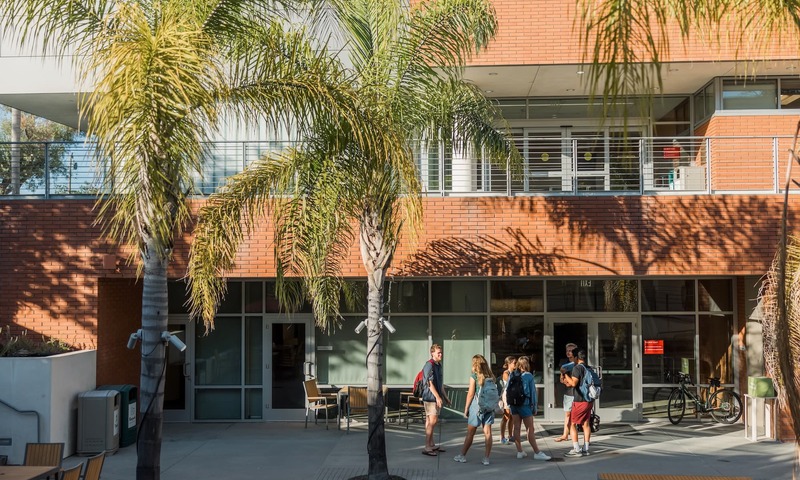 Image shows students outside of Talbot East