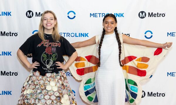 Brianna (left) and her roommate Grace (right) model the designs 