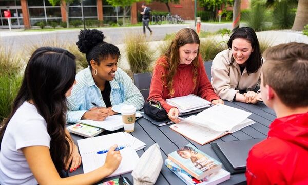 Image shows students studying together 