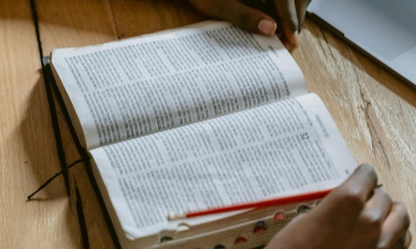 image shows open Bible