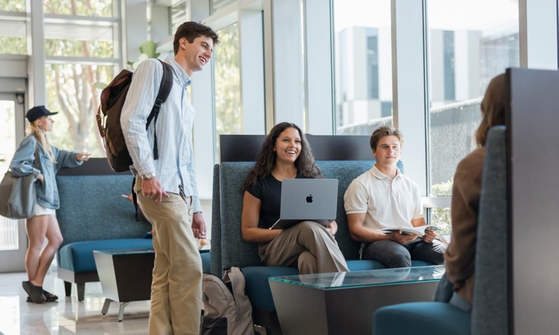 image shows students talking